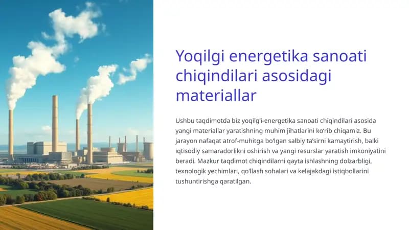 Yoqilgi energetika sanoati chiqindilari asosidagi materiallar