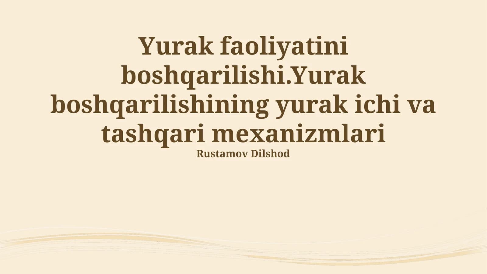 Yurak faoliyatini boshqarilishi