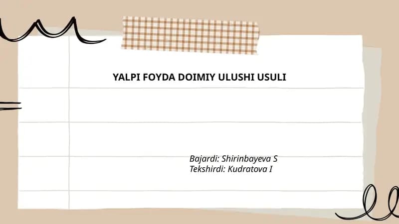 Yalpi foyda doimiy ulushi usuli