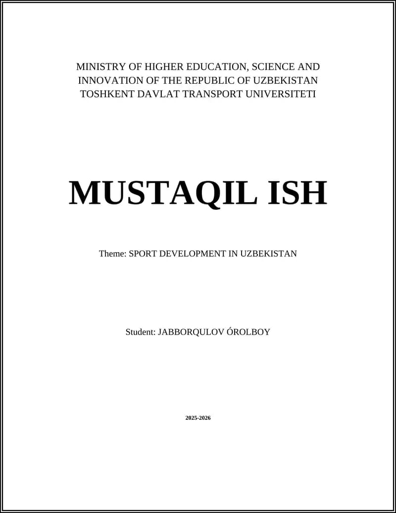 SPORT DEVELOPMENT IN UZBEKISTAN