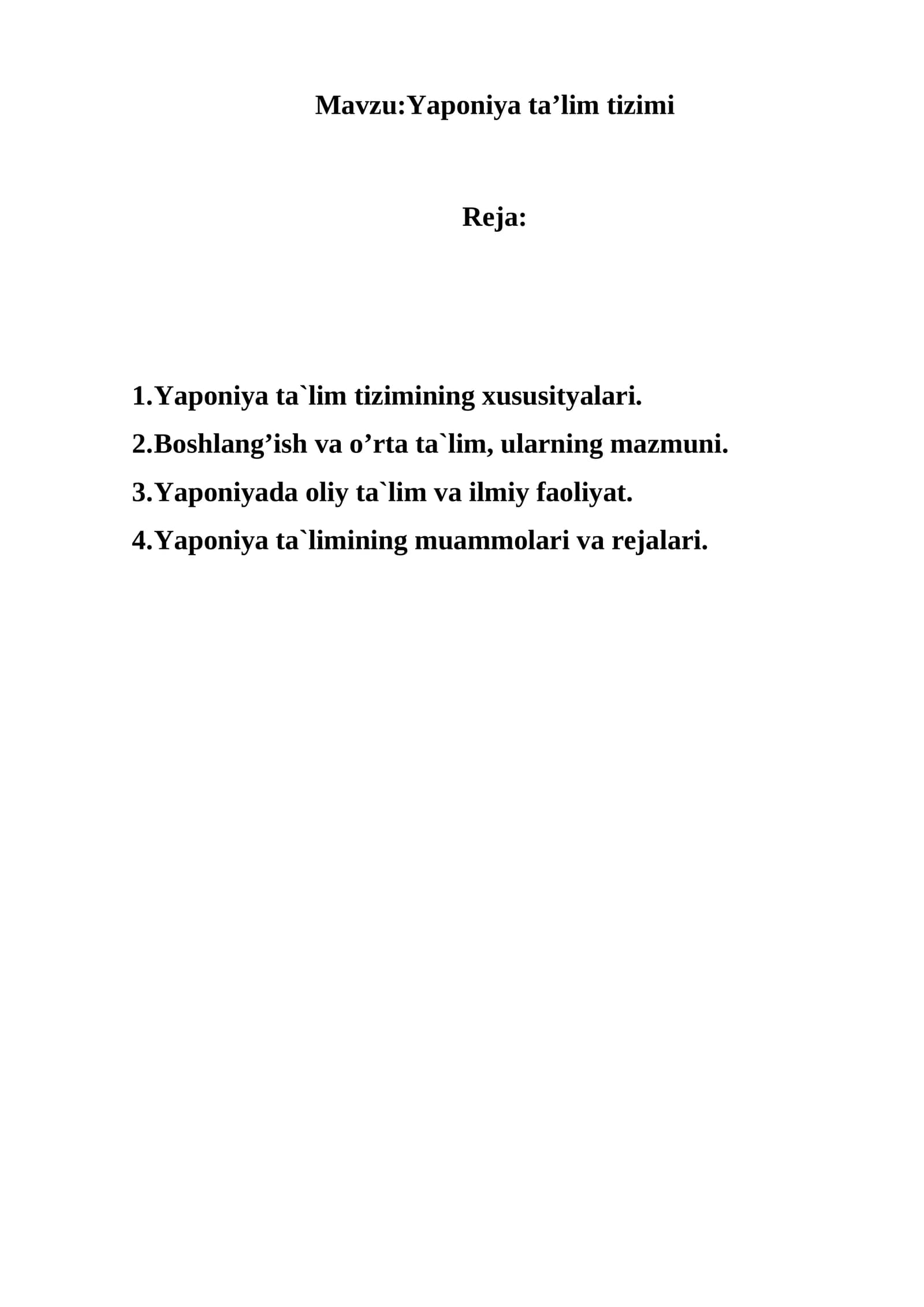 Yaponiya ta’lim tizimi