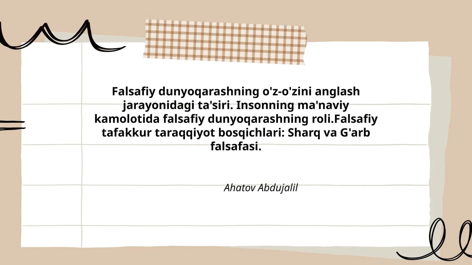 Falsafiy dunyoqarashning o'z-o'zini anglash jarayonidagi ta'siri