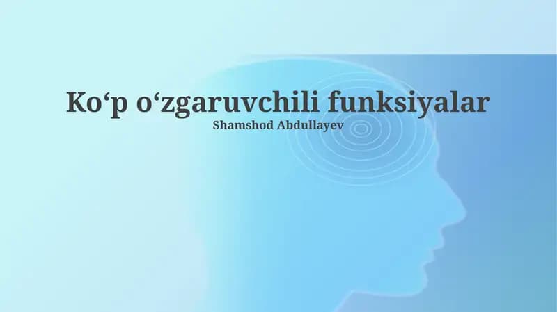 Koʻp oʻzgaruvchili funksiyalar