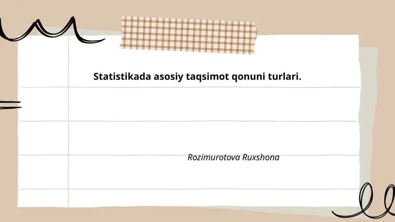 Statistikada asosiy taqsimot qonuni turlari