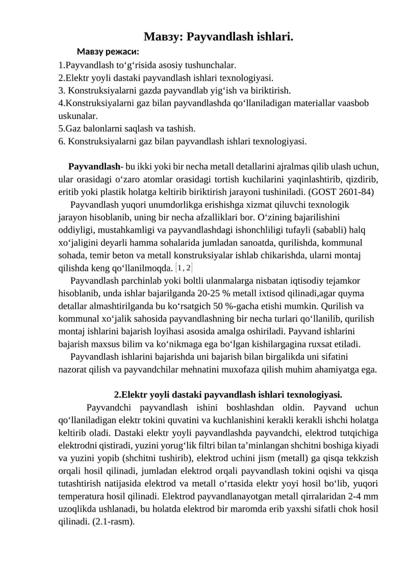 Payvandlash ishlari