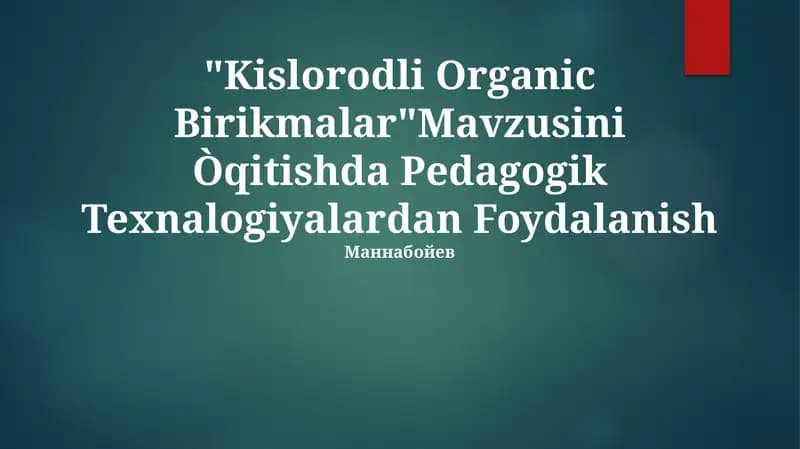 "Kislorodli Organic Birikmalar"