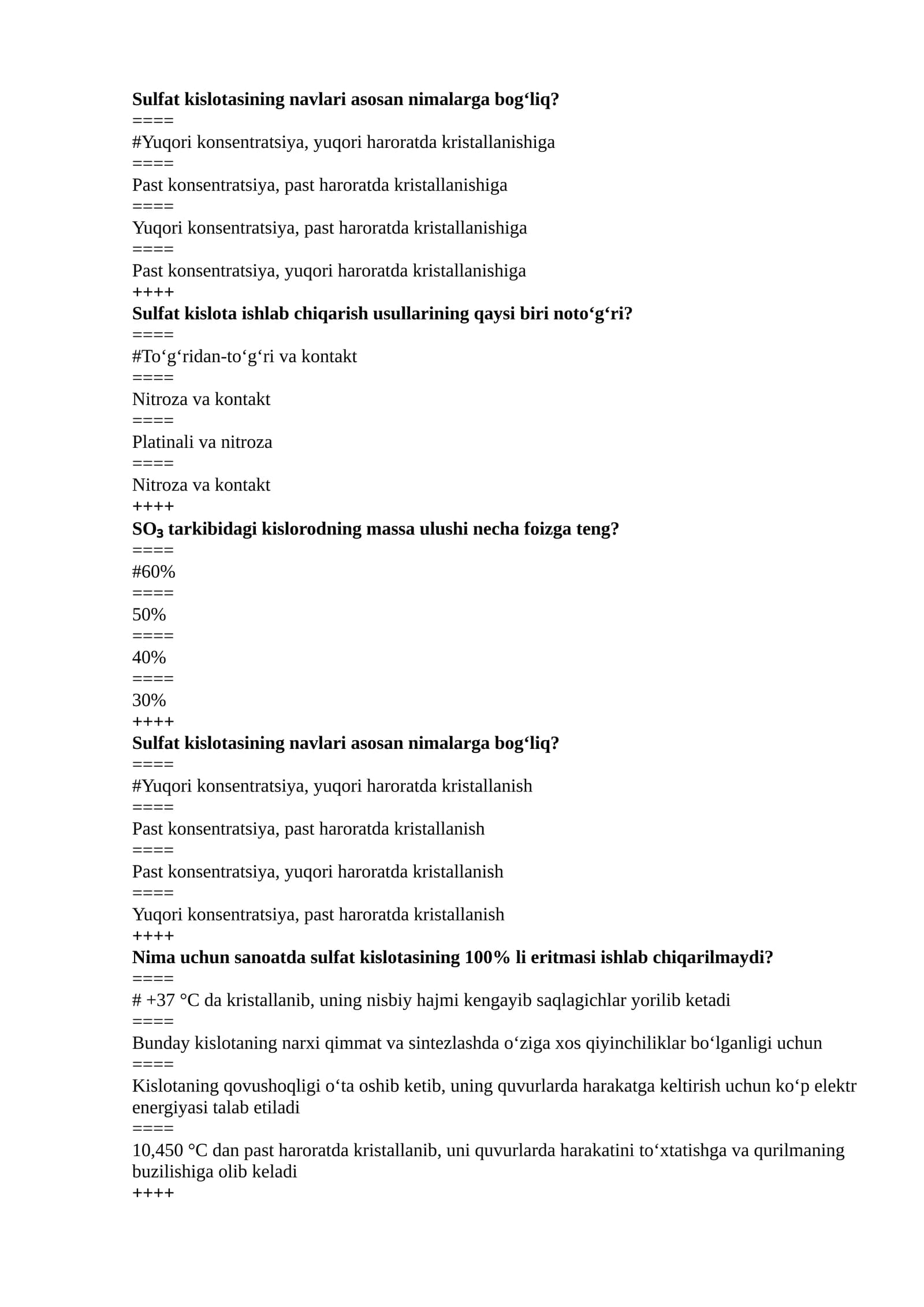Sulfat kislota fanidan test