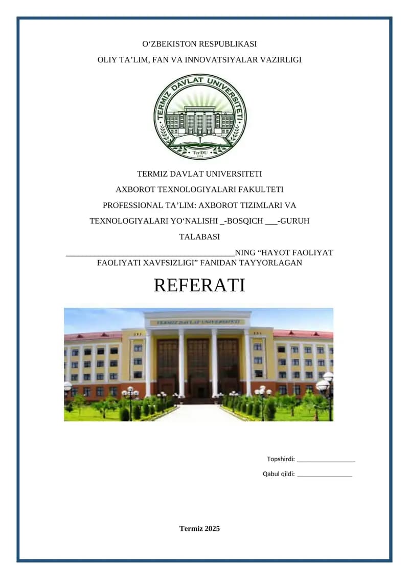 BIRINCHI TIBBIY YORDAMNING AHAMIYATI VA UNI BAJARISHNING UMUMIY QOIDALARI