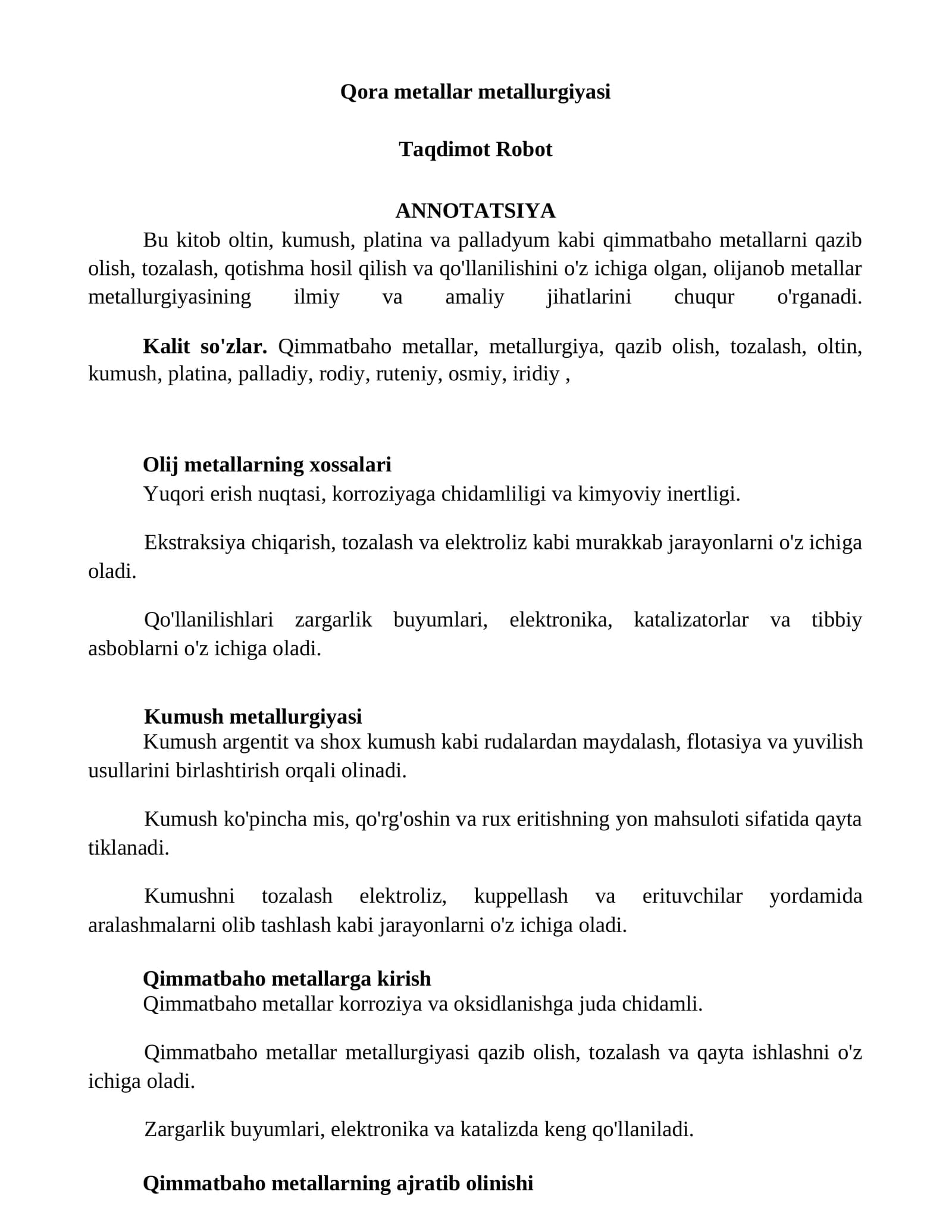 Qora metallar metallurgiyasi