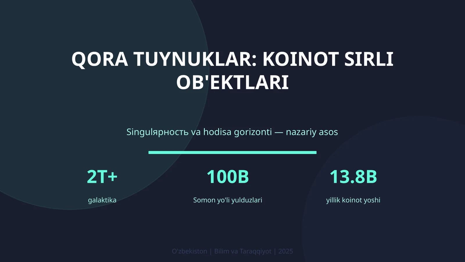 Qora tuynuklar: koinot sirli ob'ektlari