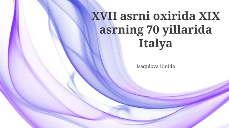 Italiya Qirolligi Birlashishi va Ko'tarilishi