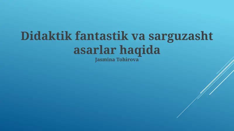 Didaktik Fantastika va Sarguzasht Asarlari
