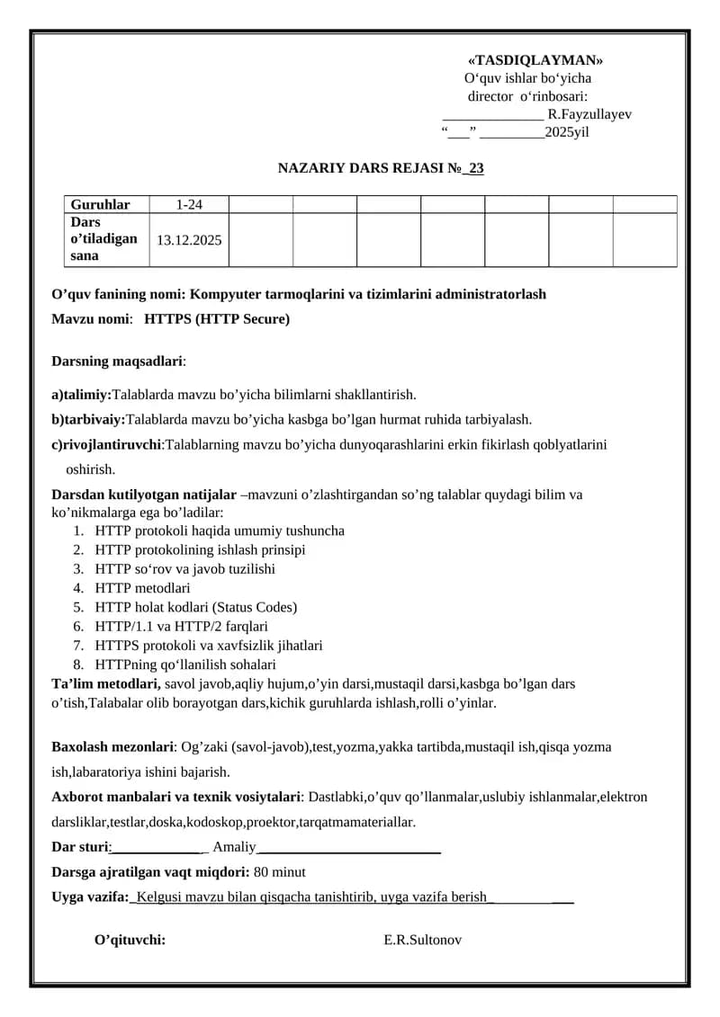 Kompyuter tarmoqlarini va tizimlarini administratorlash