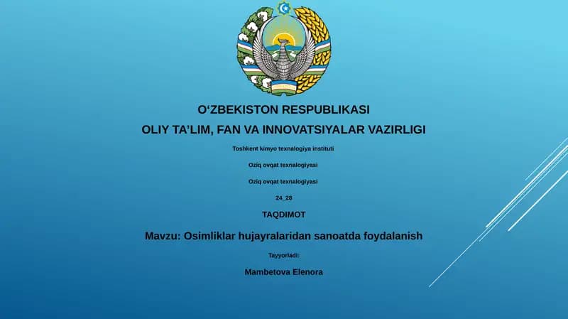 O'simliklar hujayralaridan sanoatda foydalanish