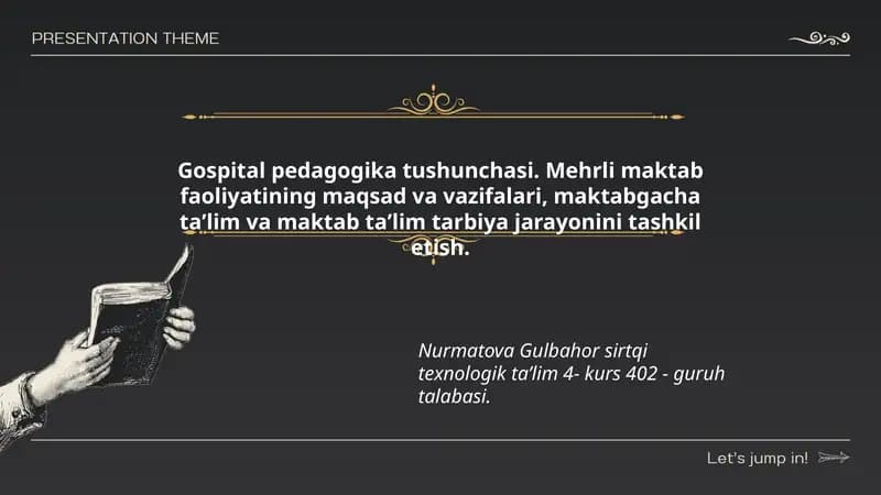 Gospital pedagogika tushunchasi