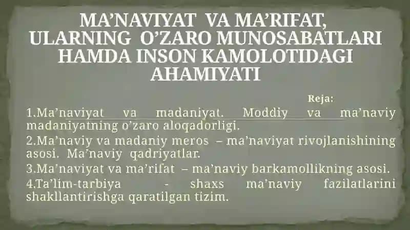 Ma’naviyat va Ma’rifat