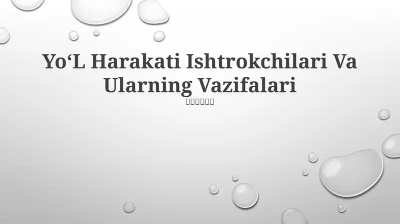 Yo‘L Harakati Ishtrokchilari Va Ularning Vazifalari