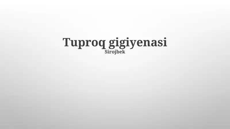 Tuproq gigiyenasi