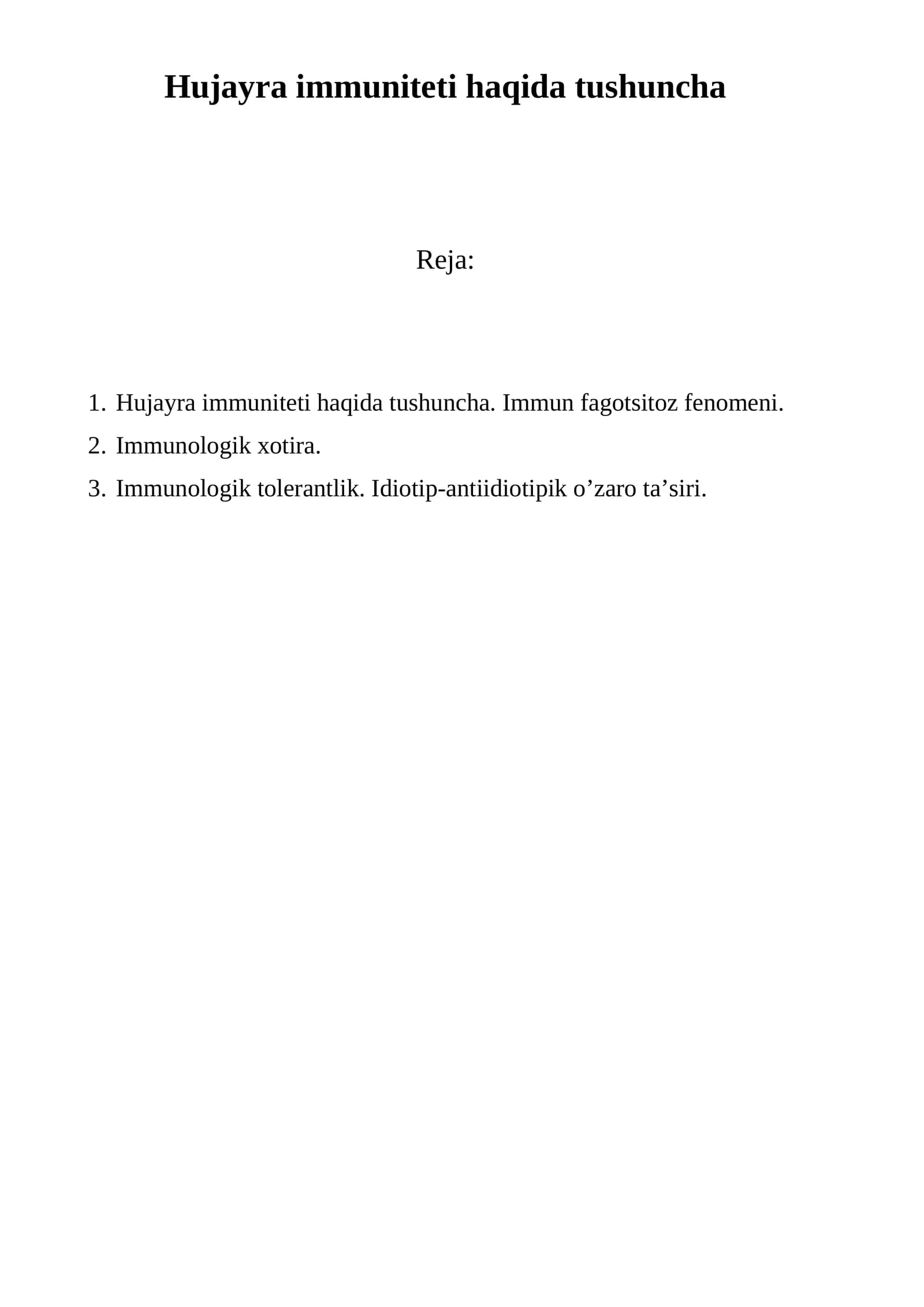 Hujayra immuniteti haqida tushuncha