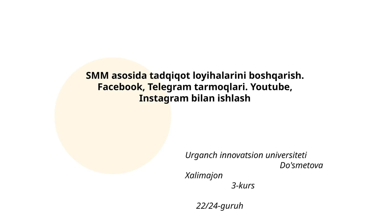SMM asosida tadqiqot loyihalarini boshqarish