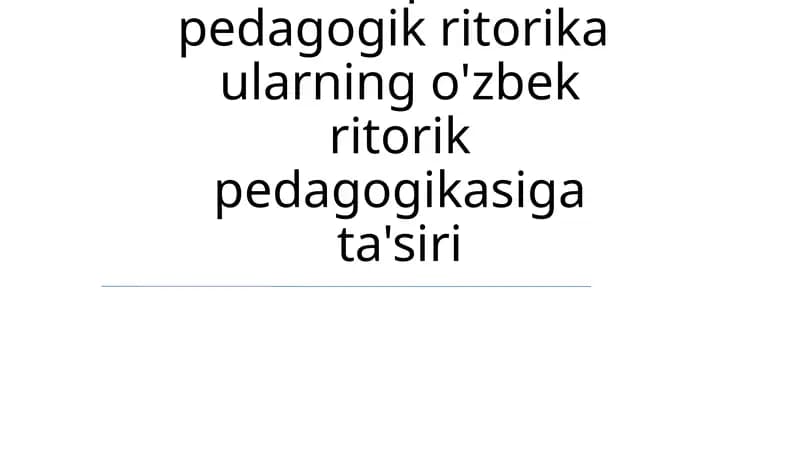 G'arbiy Yevropada Pedagogik Ritorika