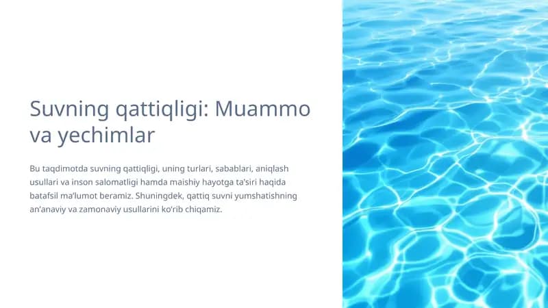 Suvning qattiqligi: Muammo va yechimlar