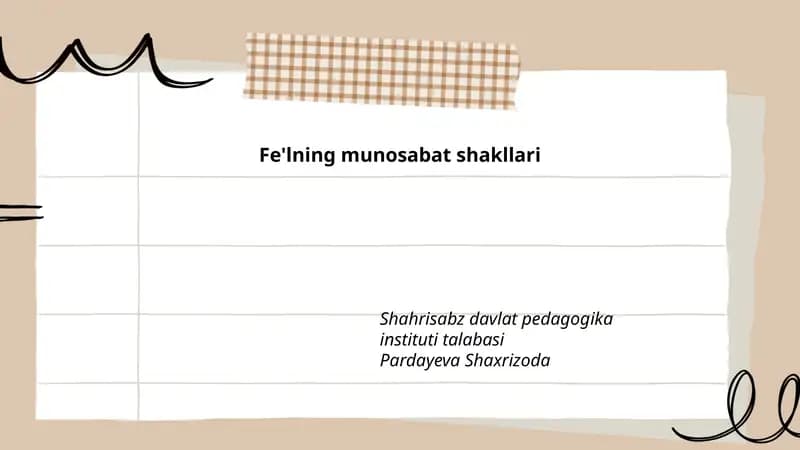 Fe'lning munosabat shakllari