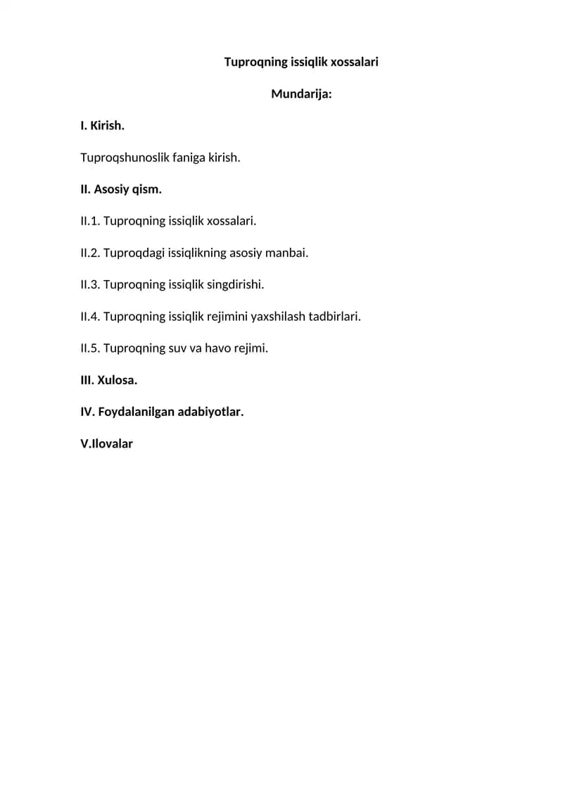 Tuproqning issiqlik xossalari