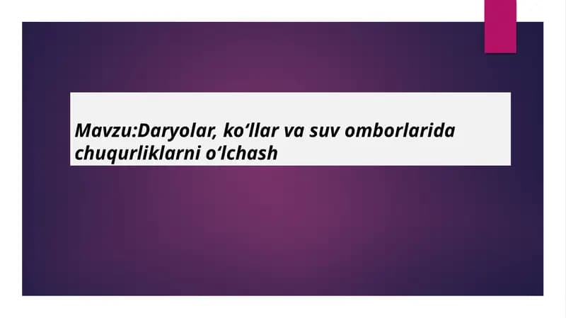 Chuqurlik o'lchashishlari