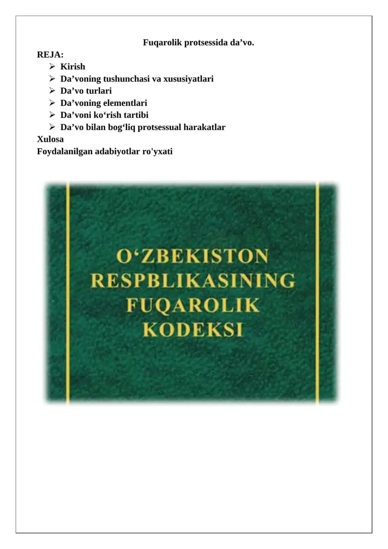Fuqarolik protsessida da’vo