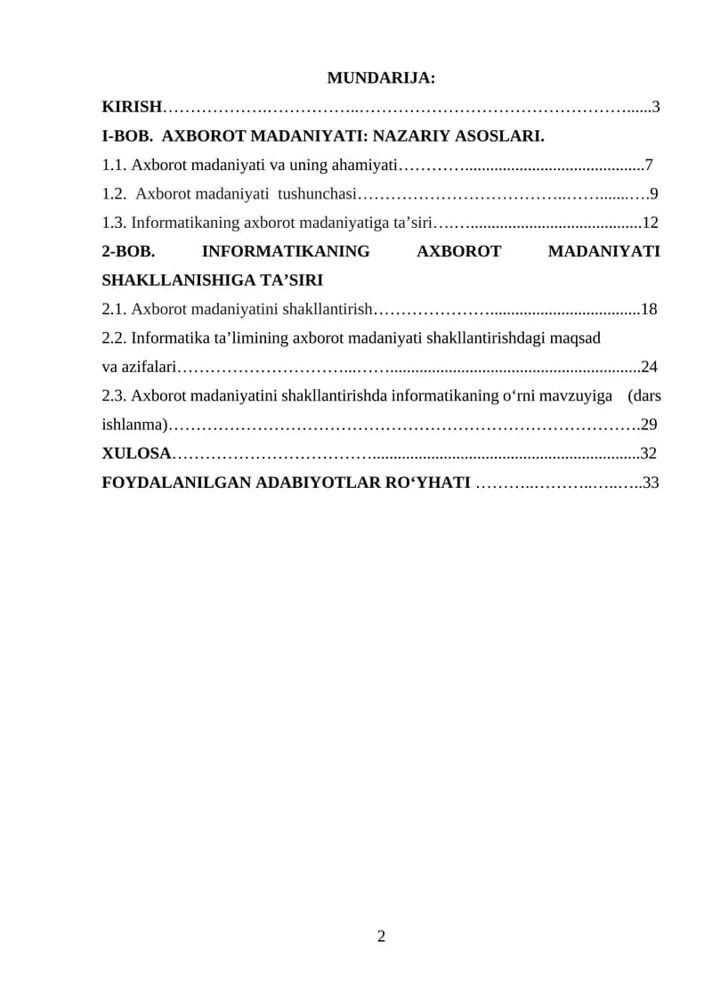 Axborot Madaniyati Tushunchasi