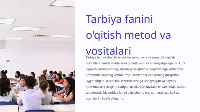 Tarbiya fanini o'qitish metod va vositalari