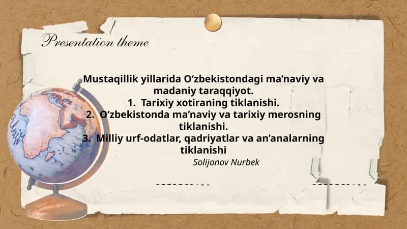 Ma’naviy va madaniy taraqqiyot