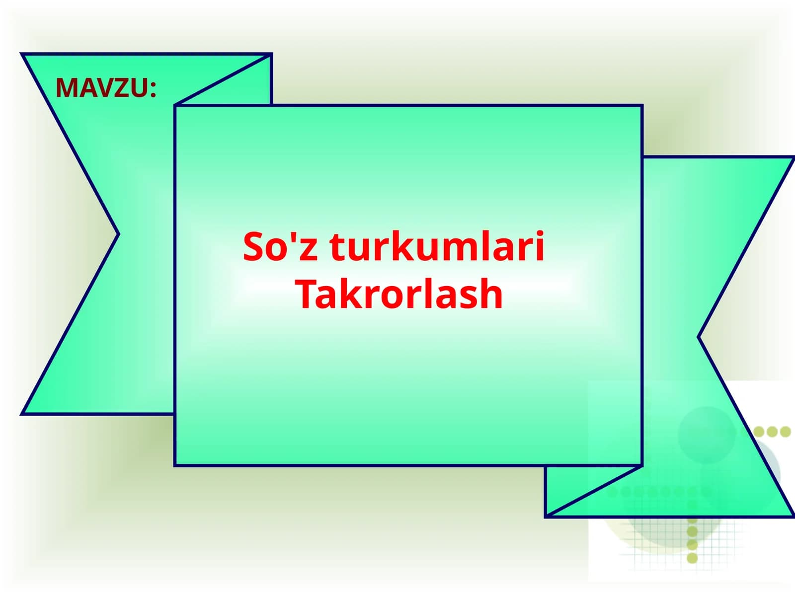 So'z turkumlari  Takrorlash