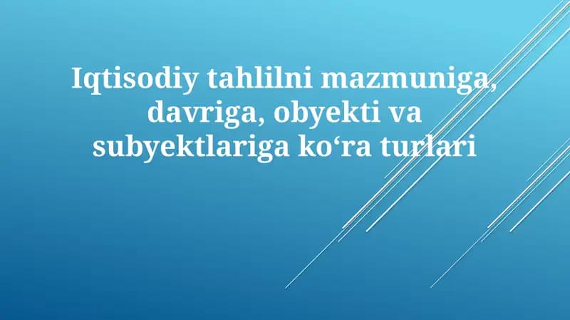 Iqtisodiy Tahlil