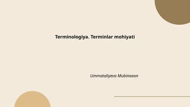 Terminologiya. Terminlar mohiyati