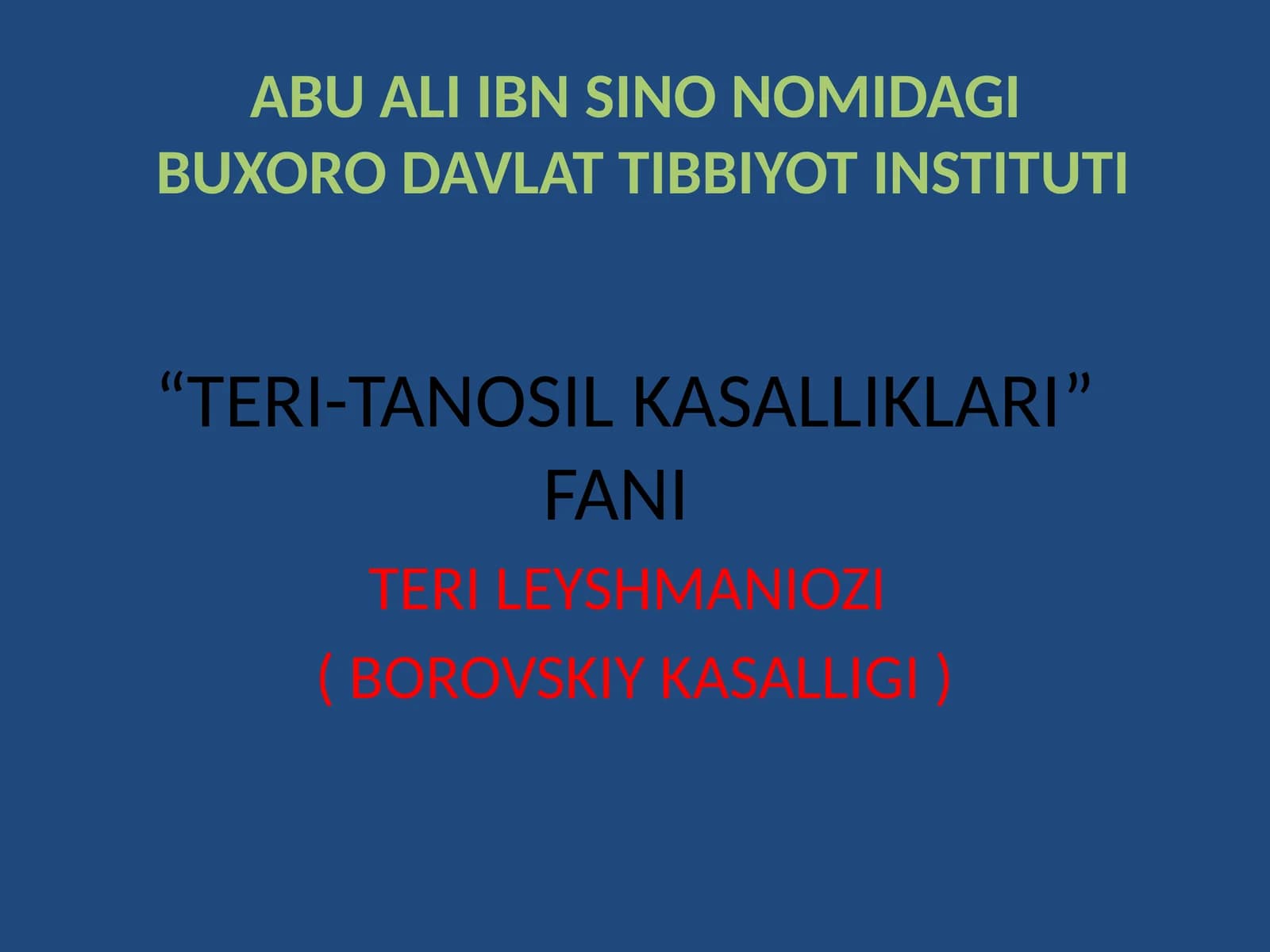 TERI LEYSHMANIOZI