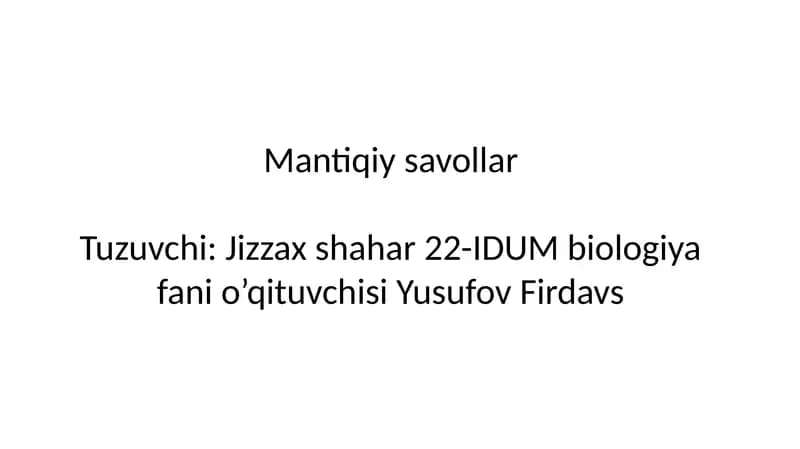 Mantiqiy savollar