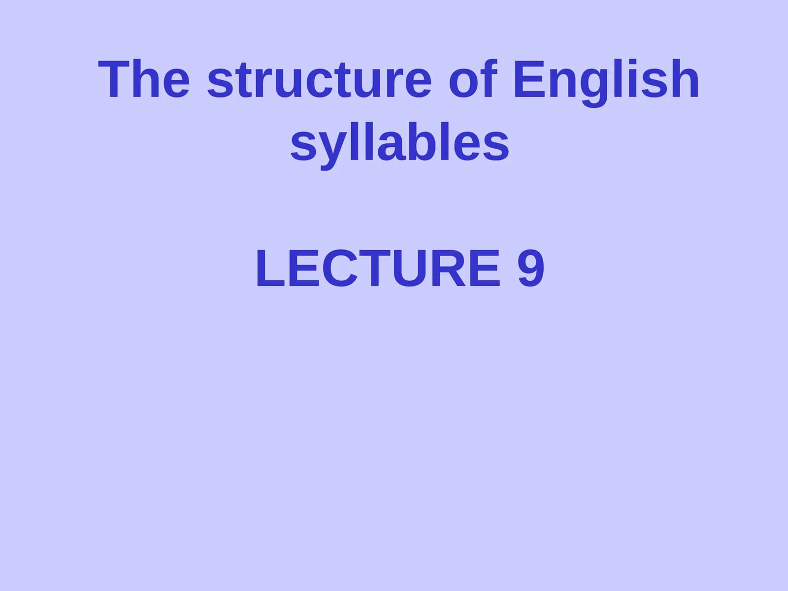 The structure of English syllables
