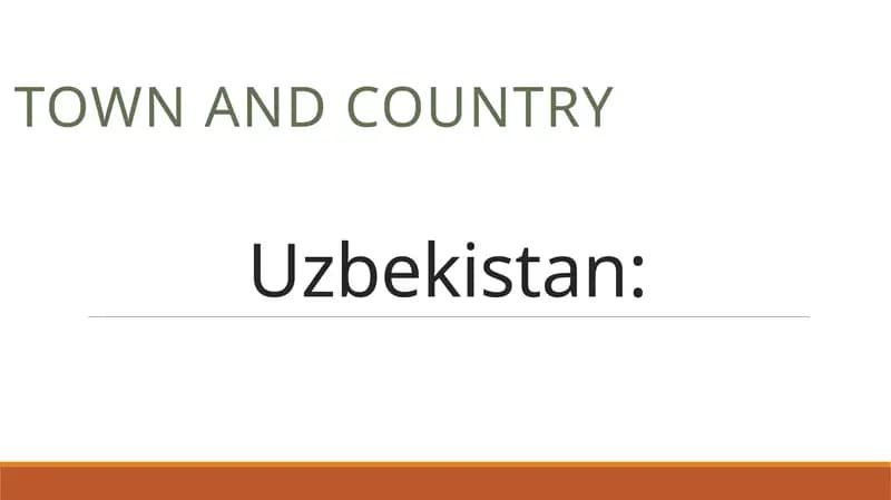 Uzbekistan: Town and country