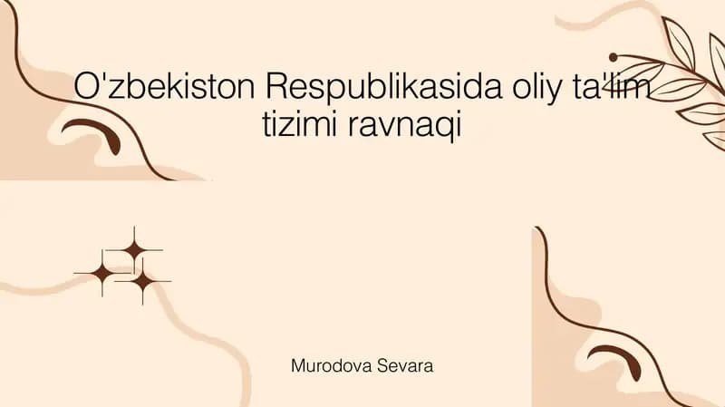 O'zbekiston respublikasida oliy talim tizimi ravnaqi