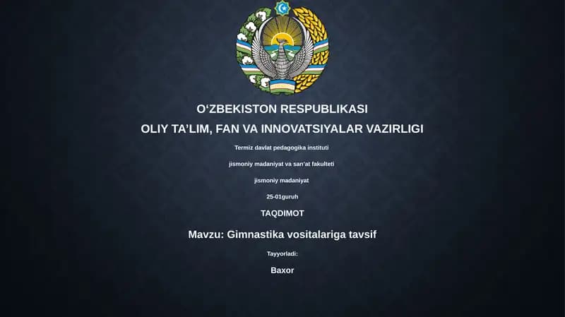 Gimnastika uskunalarining tavsifi