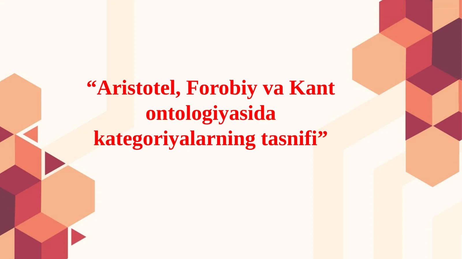Aristotel, Forobiy va Kant ontologiyasidagi kategoriyalar ning tasnifi