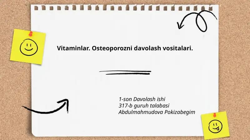 Vitaminlar. Osteoporozni davolash vositalari