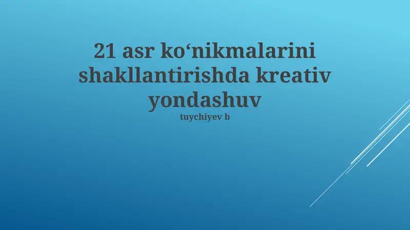 Kommunikatsiya va taqdimot qilish ko'nikmalari