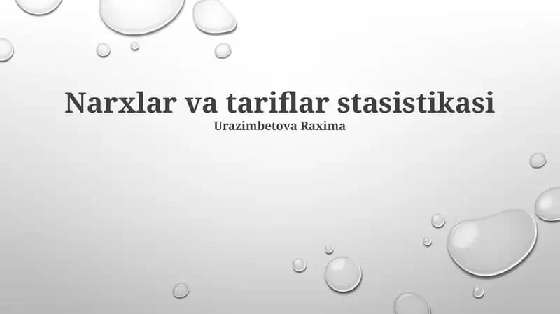 Narxlar va tariflar stasistikasi