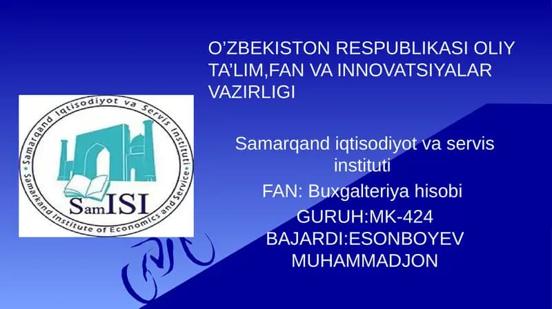 Buxgalteriyadan mustaqil ish prezintatsiya