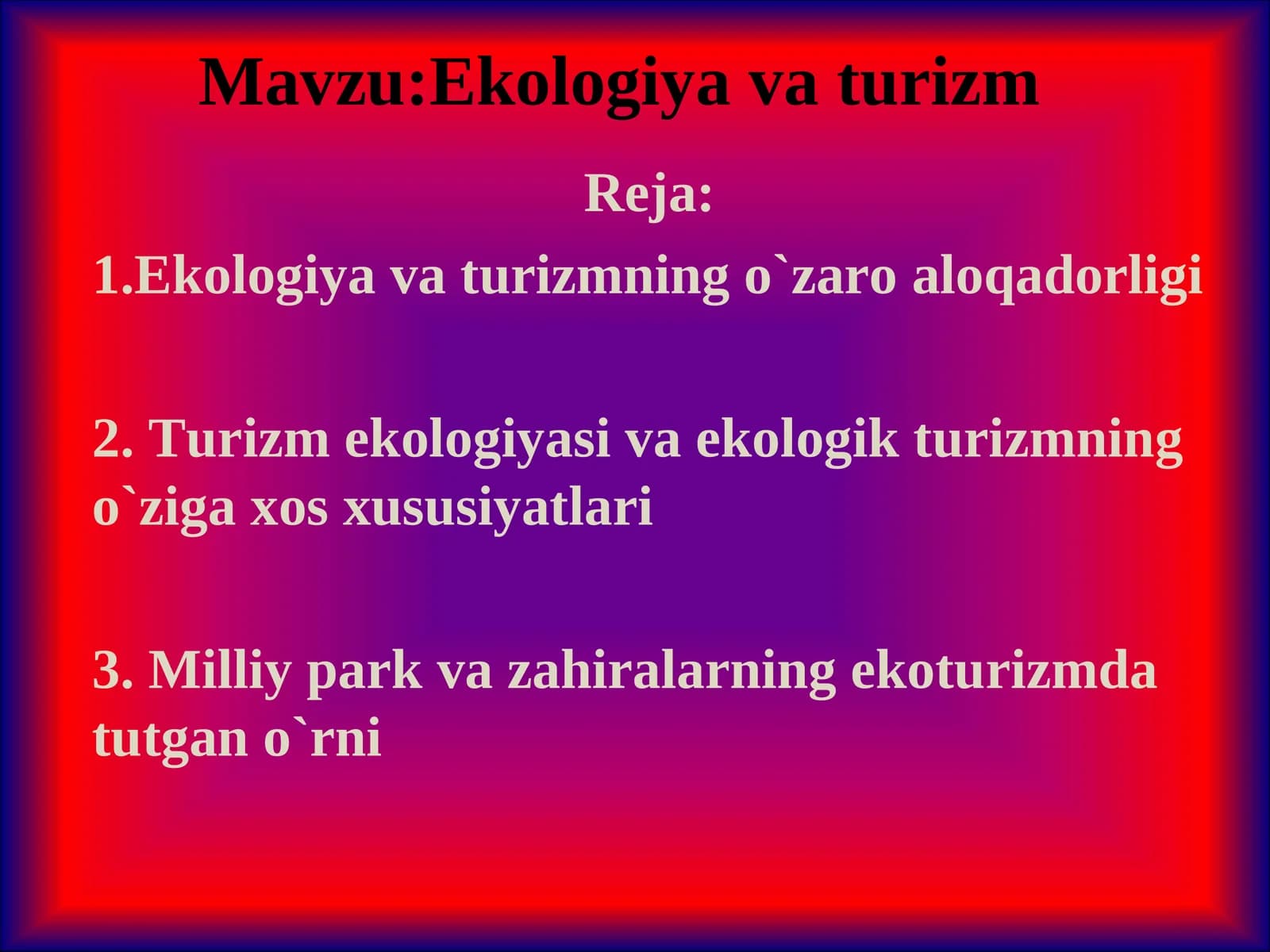 Ekologiya va turizm