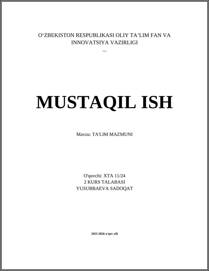 TA'LIM MAZMUNI