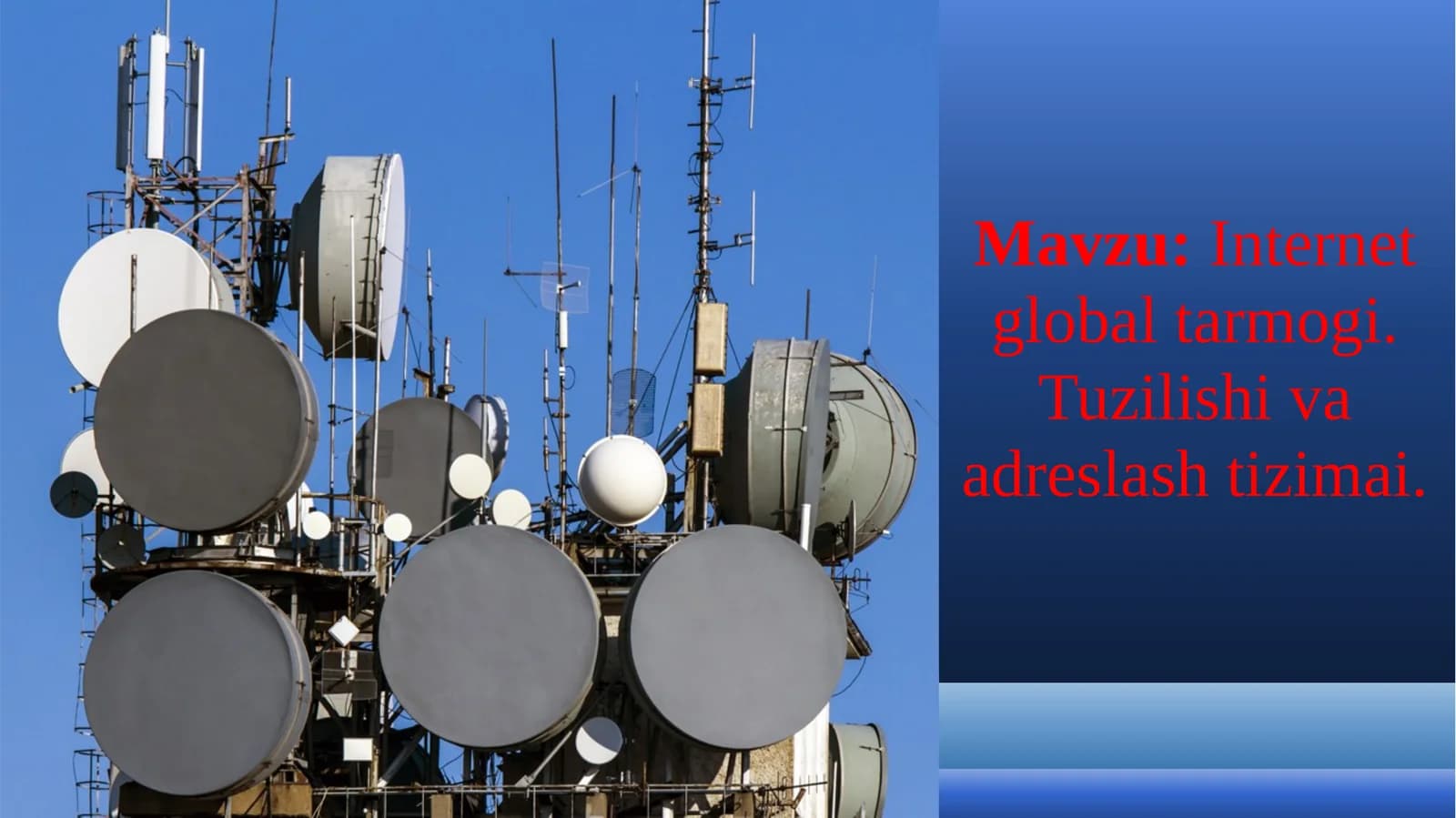 Internet global tarmogi. Tuzilishi va adreslash tizimai